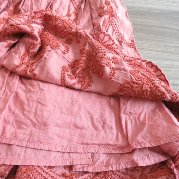 URBAN OUTFITTERS Jamie Embroidered Babydoll Dress Boho in Terracotta - Size S - Picture 15 of 16